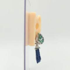 Orecchini di proprietà Fred Leighton con smeraldo, zaffiro e diamante in oro 18 carati