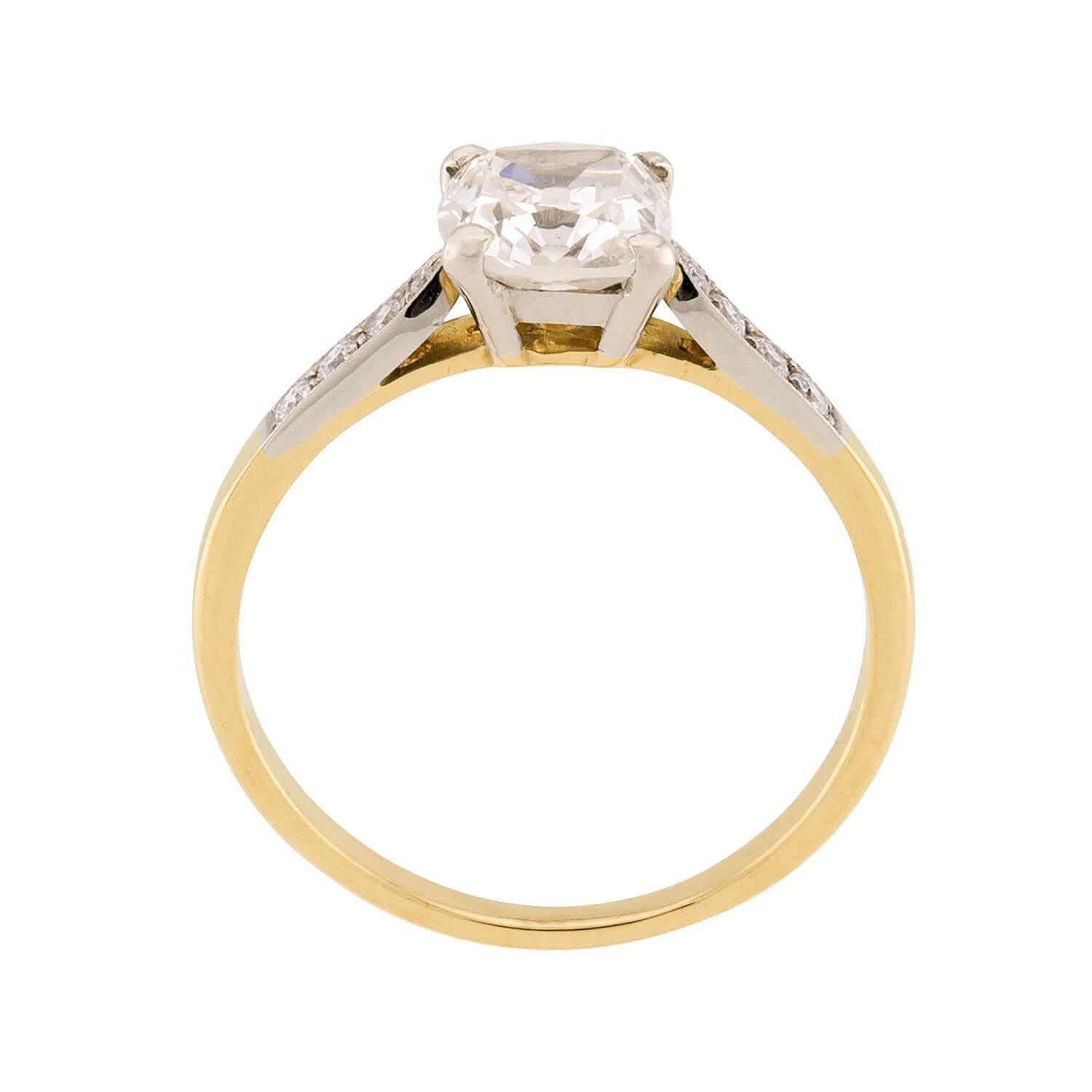 Taglio cuscino Anello di fidanzamento con diamante GIA francese 18k di proprietà 1,23ct in vendita