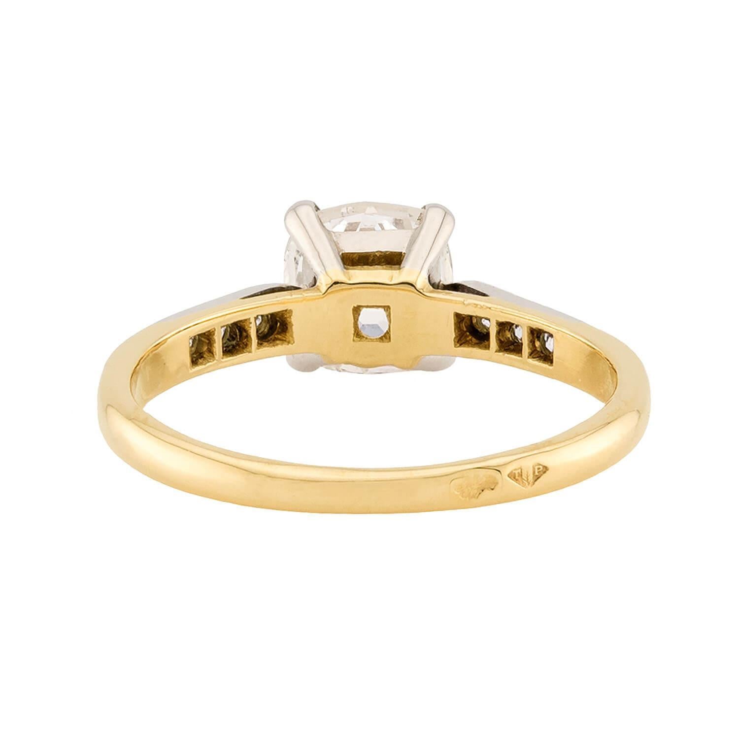 Anello di fidanzamento con diamante GIA francese 18k di proprietà 1,23ct In condizioni buone in vendita a Narberth, PA