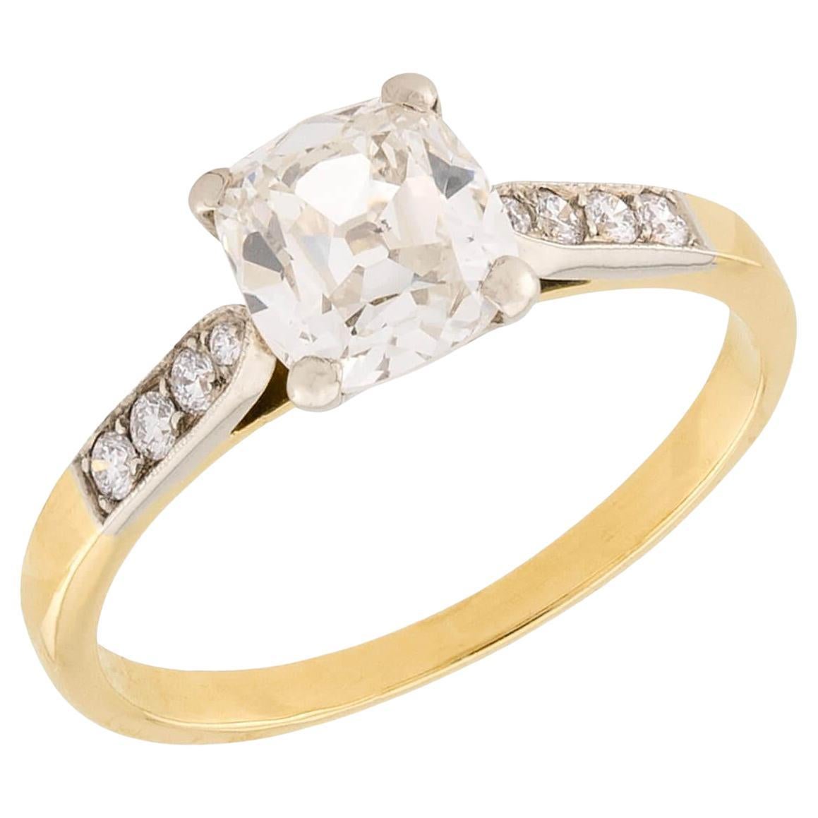 Anello di fidanzamento con diamante GIA francese 18k di proprietà 1,23ct