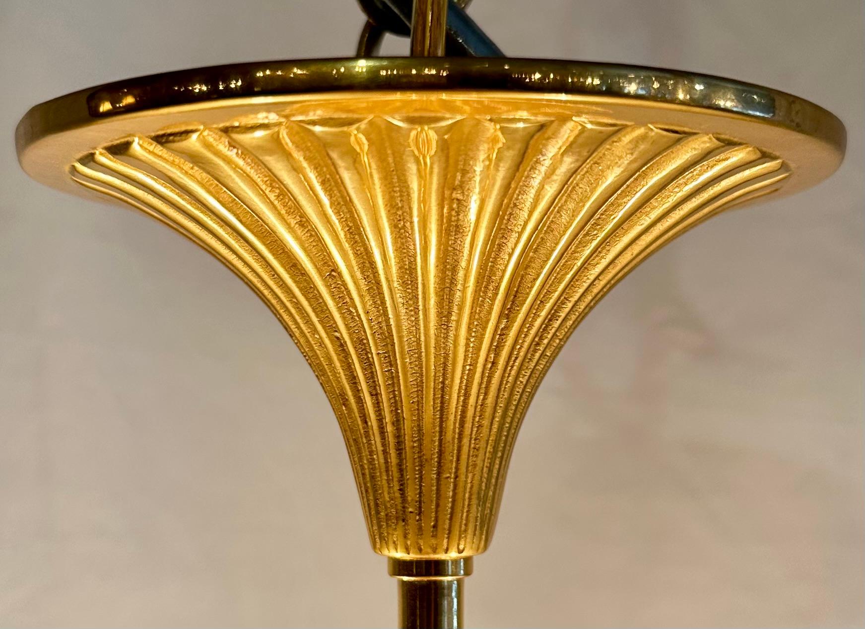 20th Century Estate French Alabaster and Gold Bronze Light Fixture, Circa 1950's. For Sale