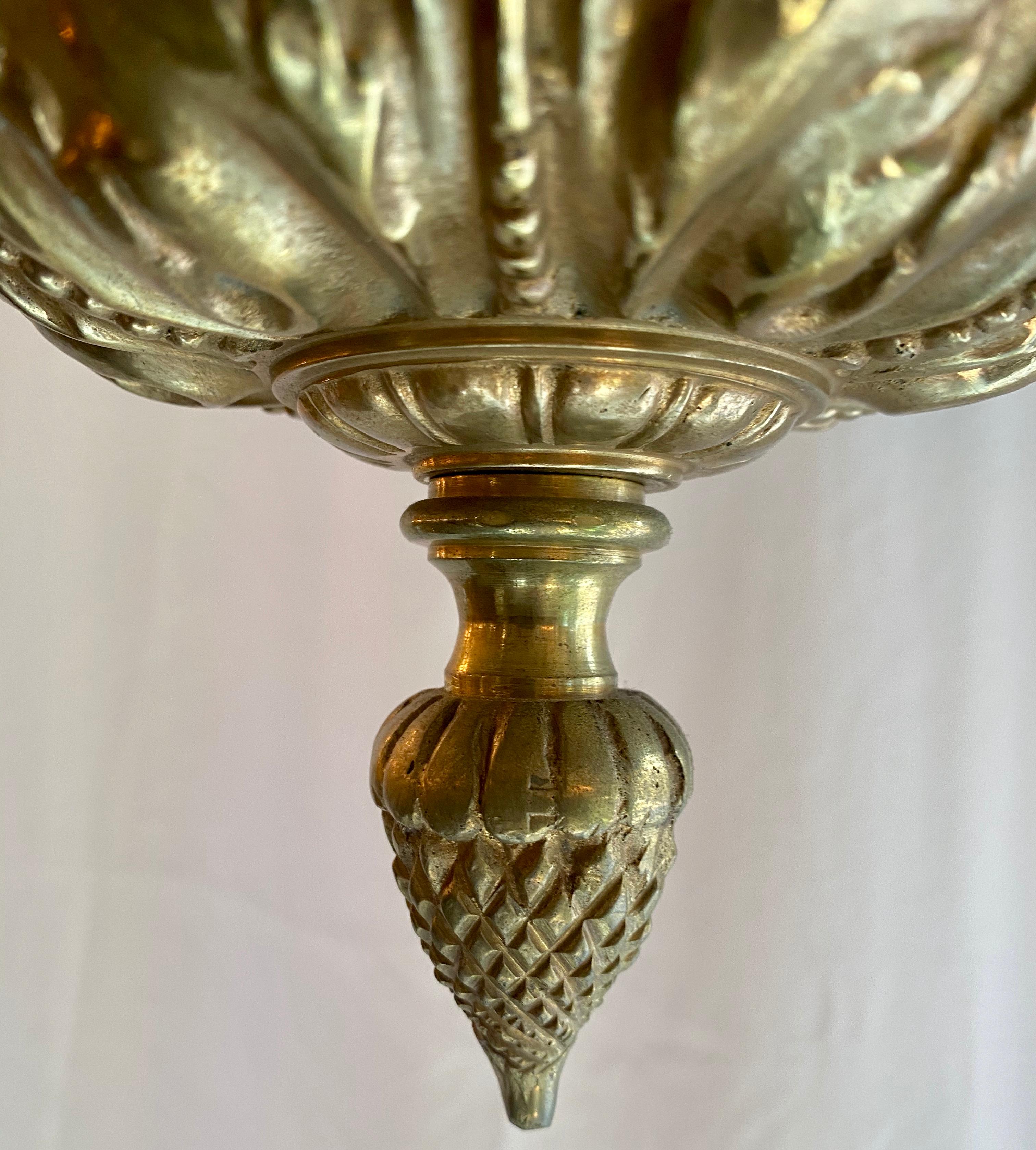 Estate French Art Deco Alabaster and Bronze Chandelier, circa 1920-1940 For Sale 1