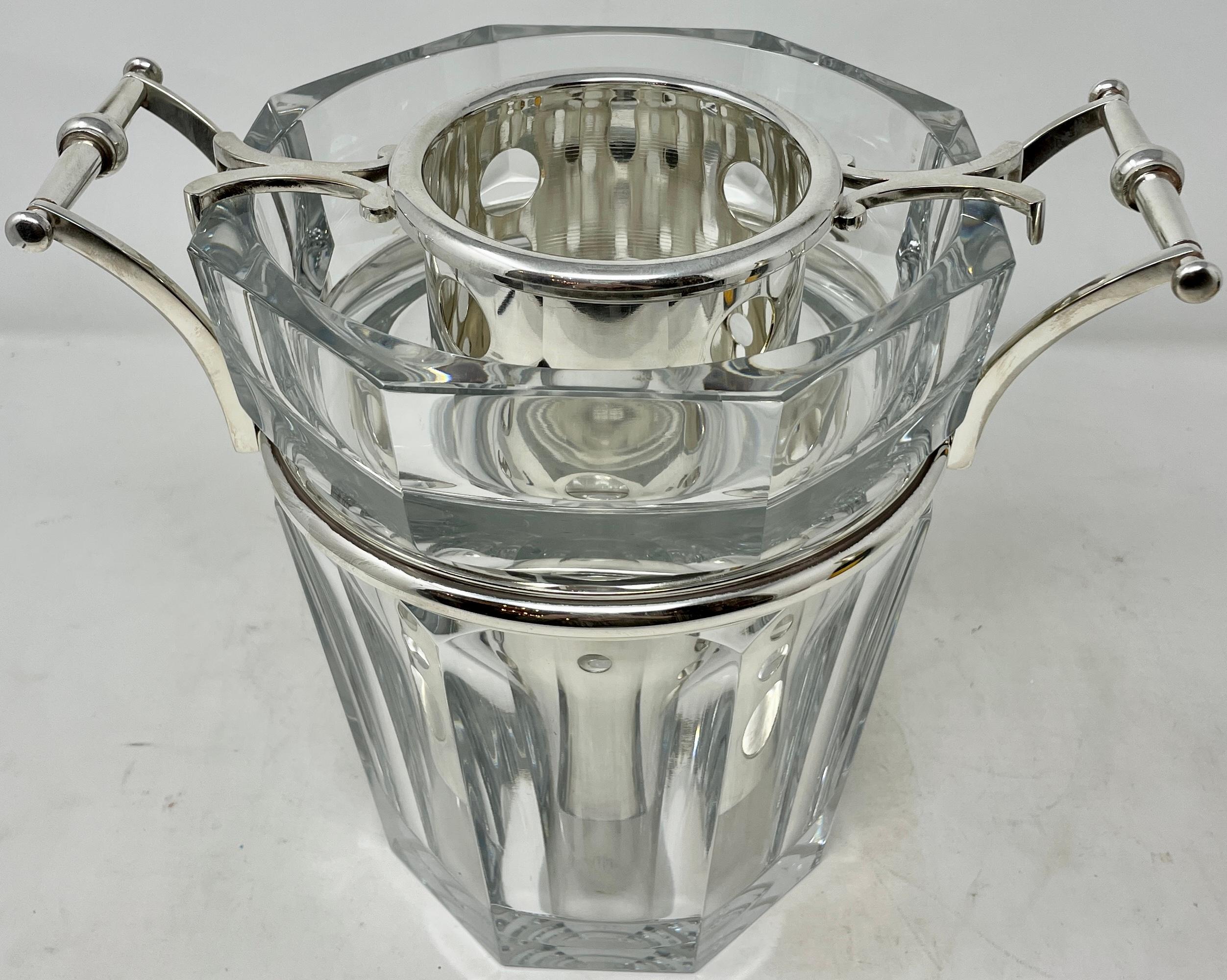 Estate French Art Deco Baccarat Signed Crystal & Silver Champagne Bucket Ca 1940 In Good Condition In New Orleans, LA