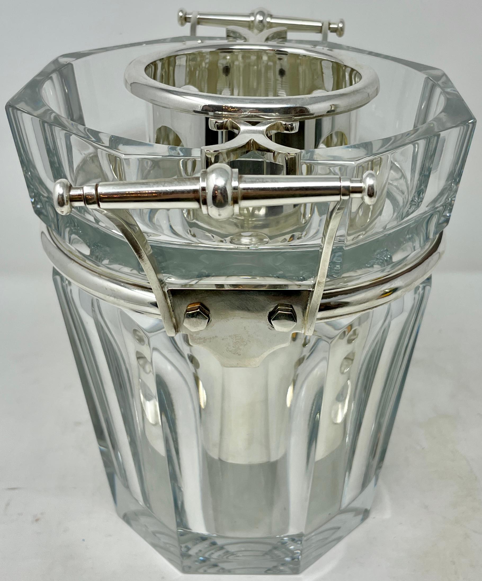 Estate French Art Deco Baccarat Signed Crystal & Silver Champagne Bucket Ca 1940 3