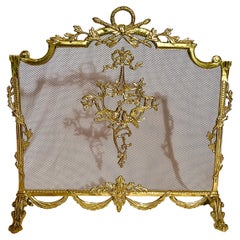 Vintage Estate French Bronze D'Ore Fire Screen, Circa 1950-60