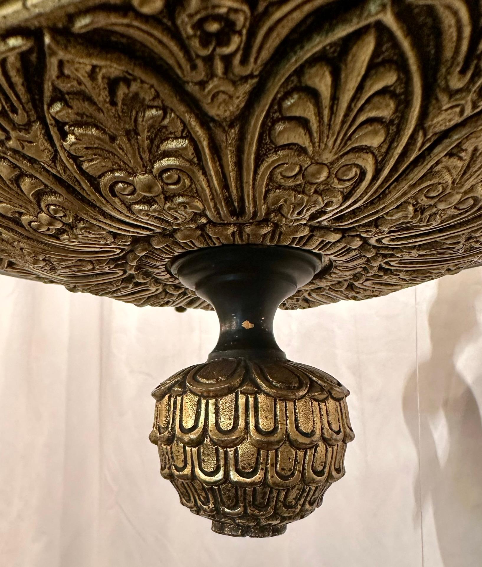 Estate French Empire Gold Bronze and Steel Chandelier, Circa 1950's. For Sale 5