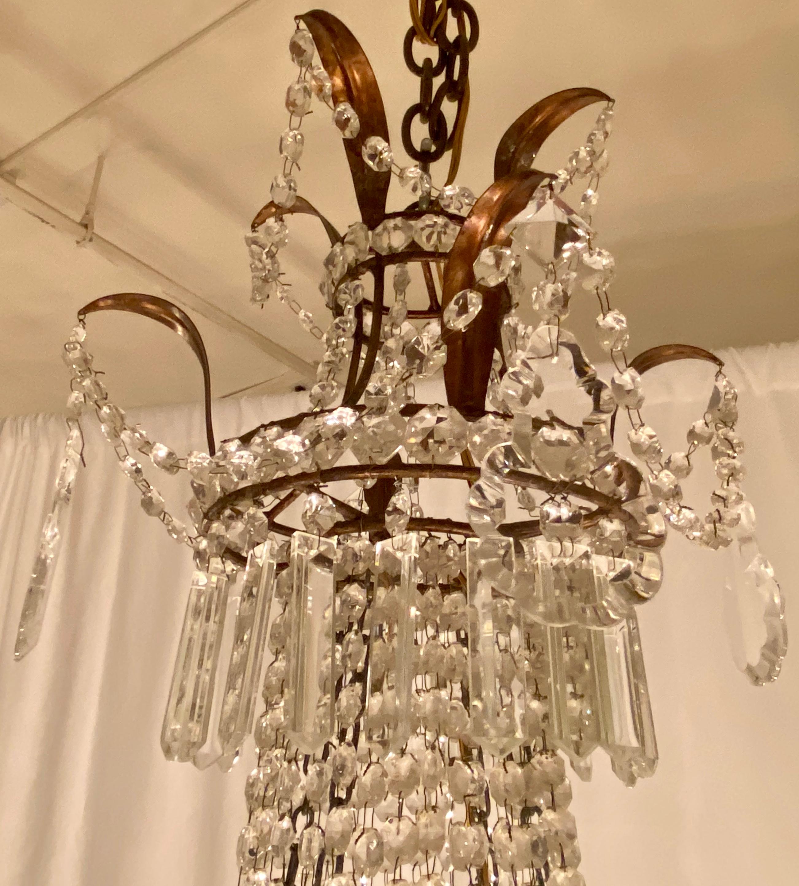 20th Century Estate French Empire Style Cut Crystal and Tole 12-Light Chandelier, Circa 1930