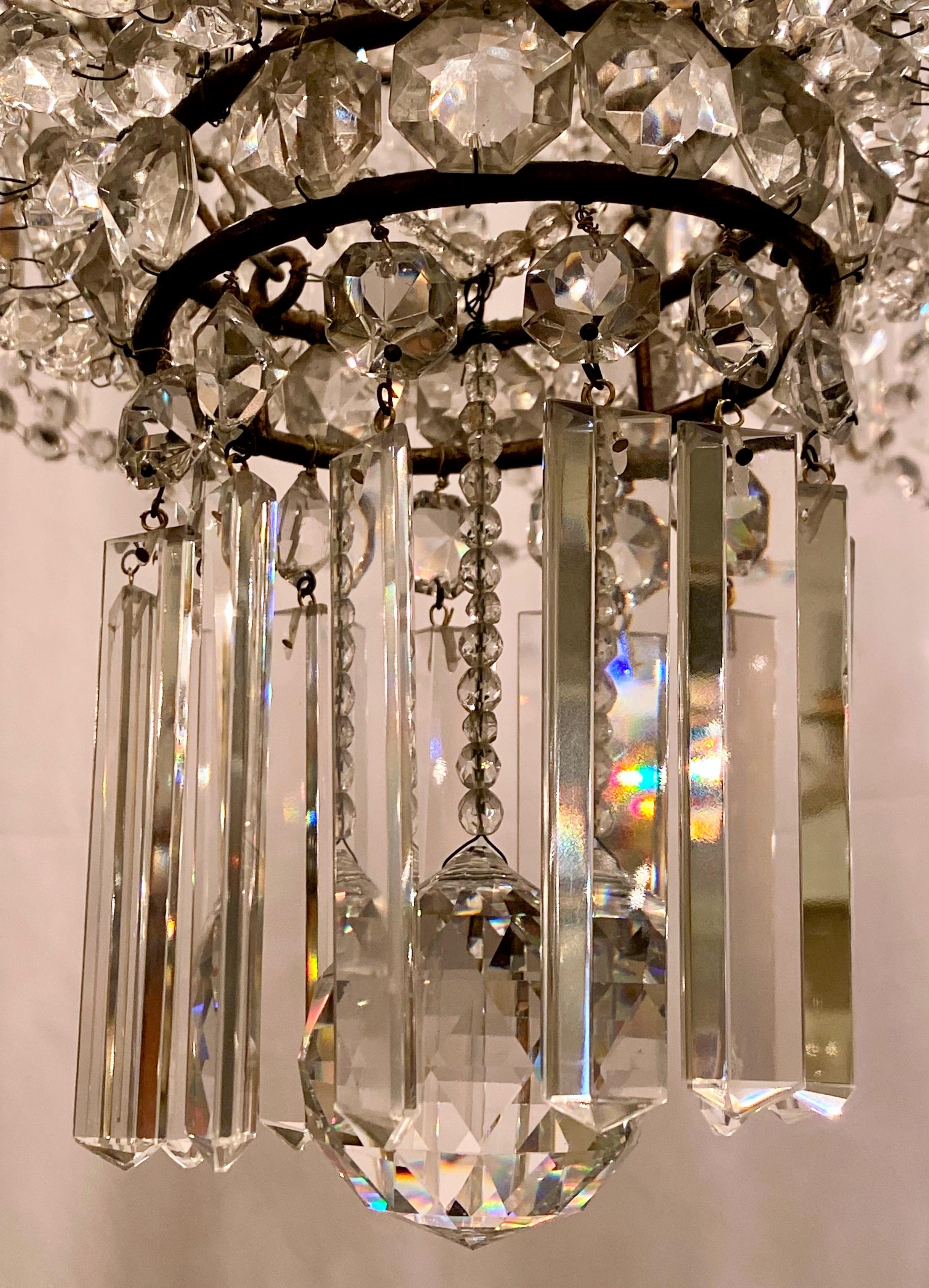 Metal Estate French Empire Style Cut Crystal and Tole 12-Light Chandelier, Circa 1930