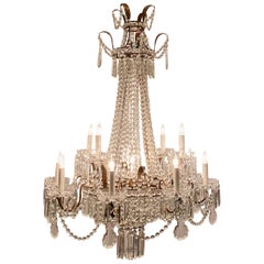 Estate French Empire Style Crystal and Tole Chandelier, circa 1930s-1940s
