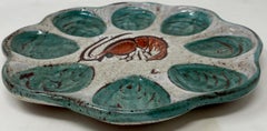 Assiette à huîtres « Sea Life » en porcelaine de Vallauris décorée à la main en faïence française