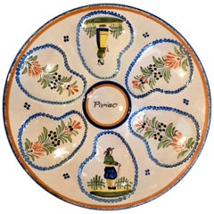 Estate French Faience Oyster Plate Signed Henriot Quimper, circa 1980