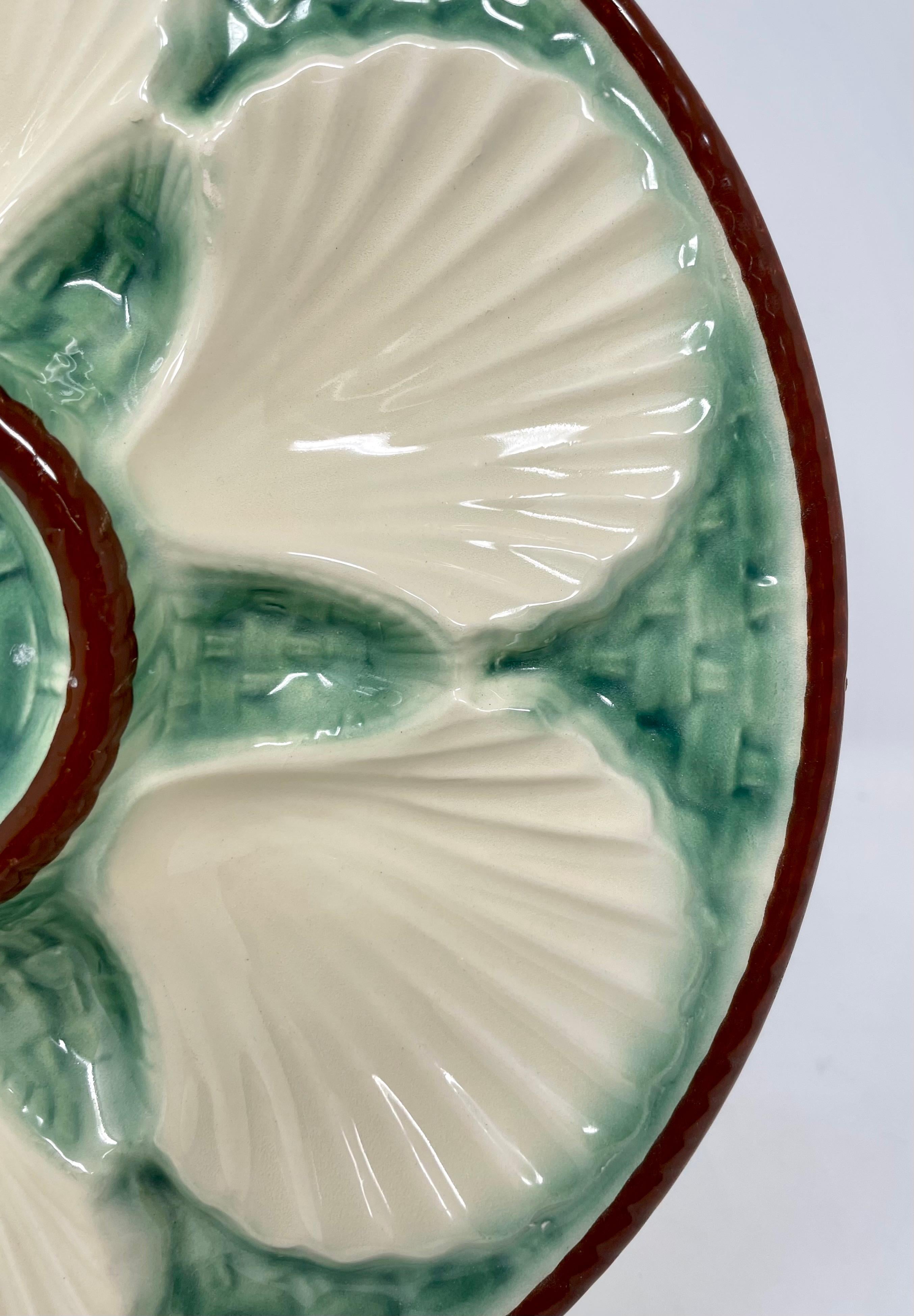 Mid-20th Century Estate French Faience Pottery Porcelain Oyster Plate by Longchamp, Circa 1930's