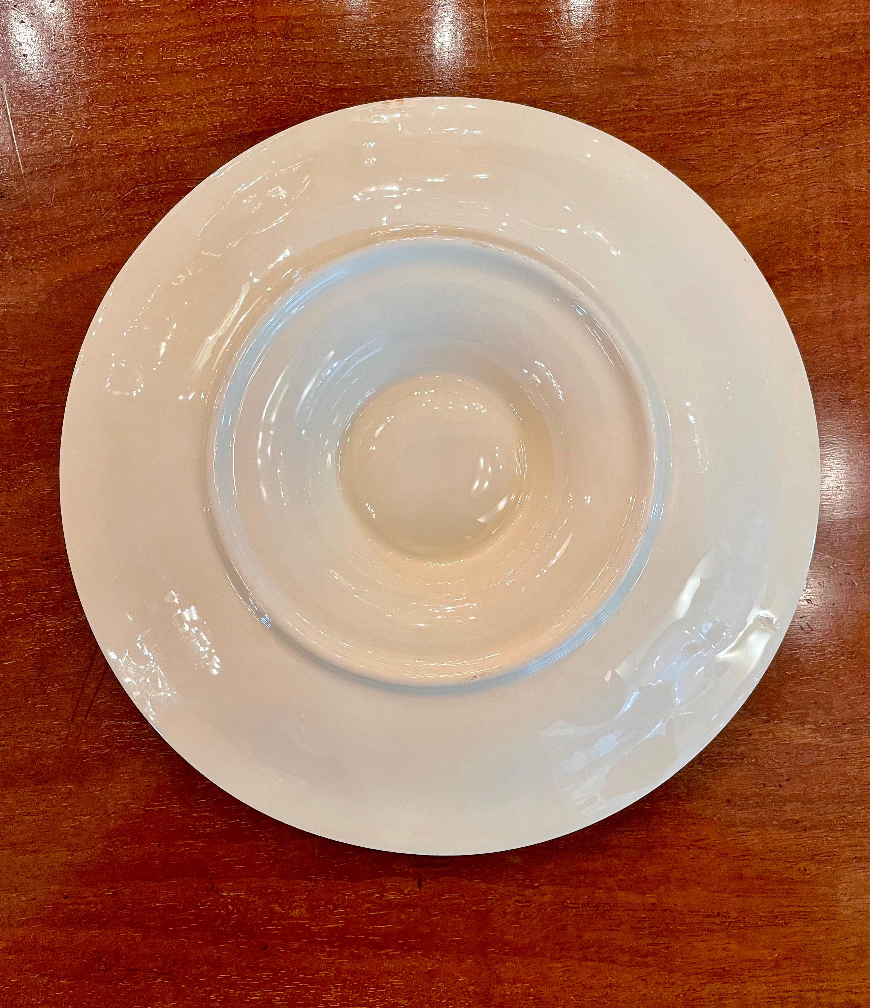 Estate French Faience Pottery Porcelain Oyster Plate by Longchamp, Circa 1930's 1