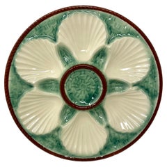 Vintage Estate French Faience Pottery Porcelain Oyster Plate by Longchamp, Circa 1930's