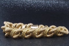 Estate French Georges L’enfant 18K Yellow Gold Textured Bracelet - VHK#197a