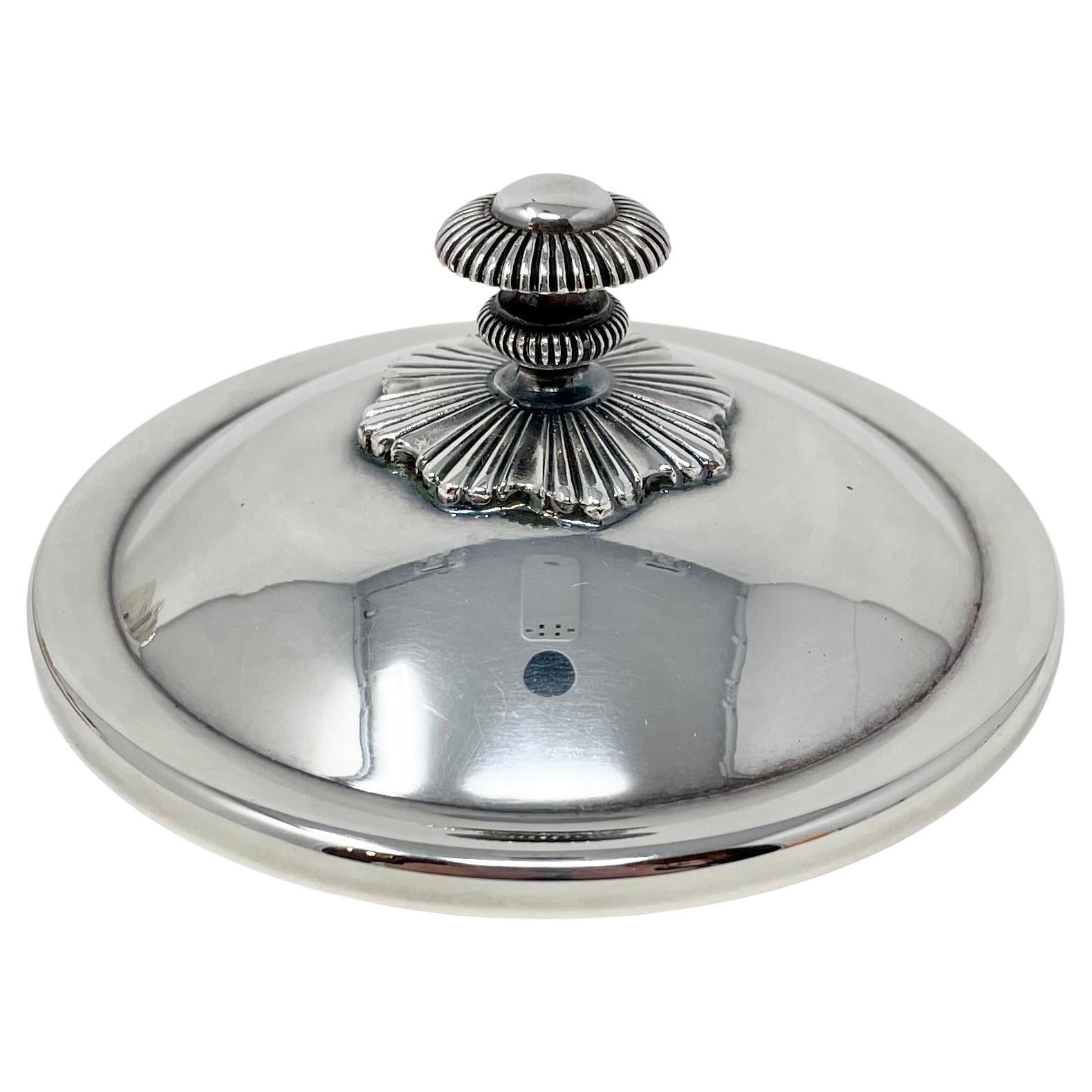 Estate French Glass & Silver-Plate Caviar Dish Signed 