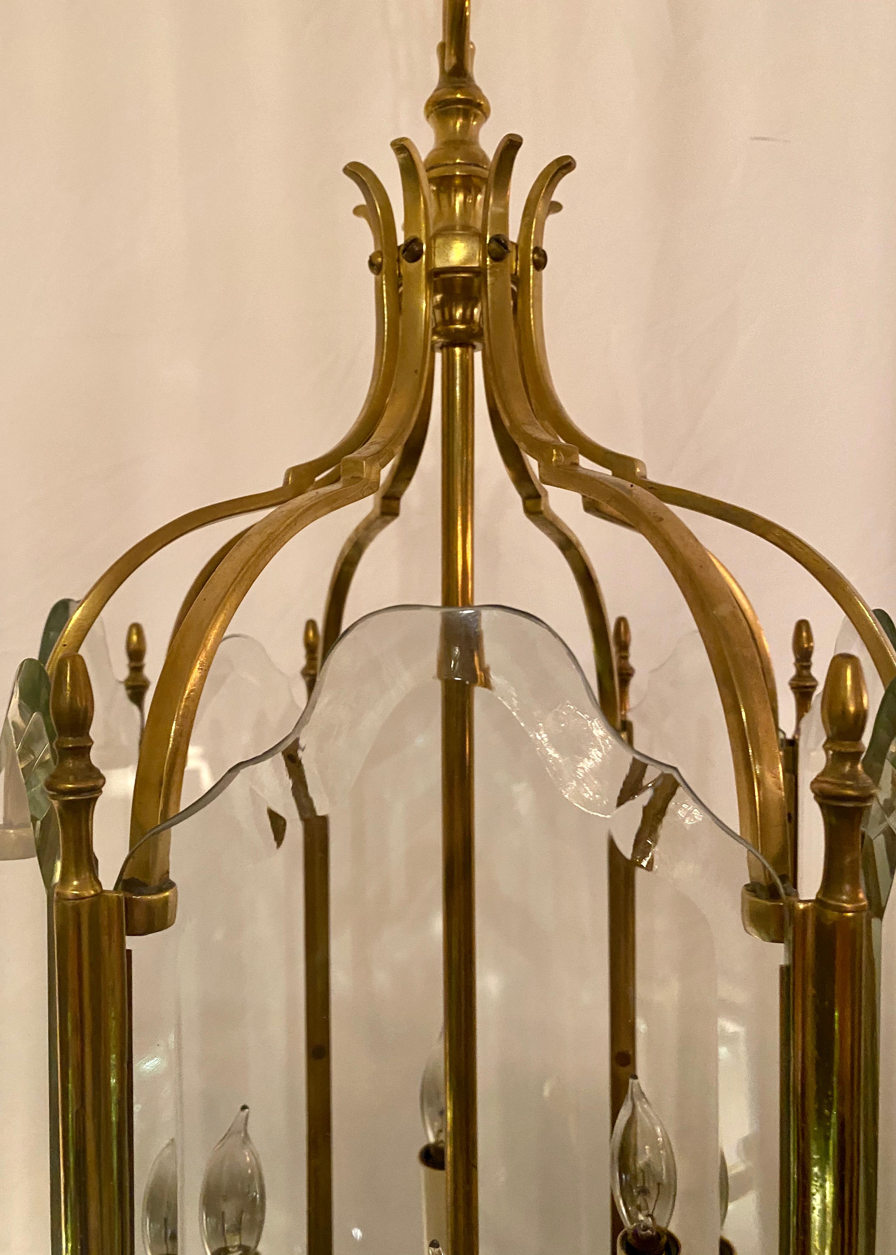 Estate French Gold Bronze Lantern, circa 1950 For Sale 1