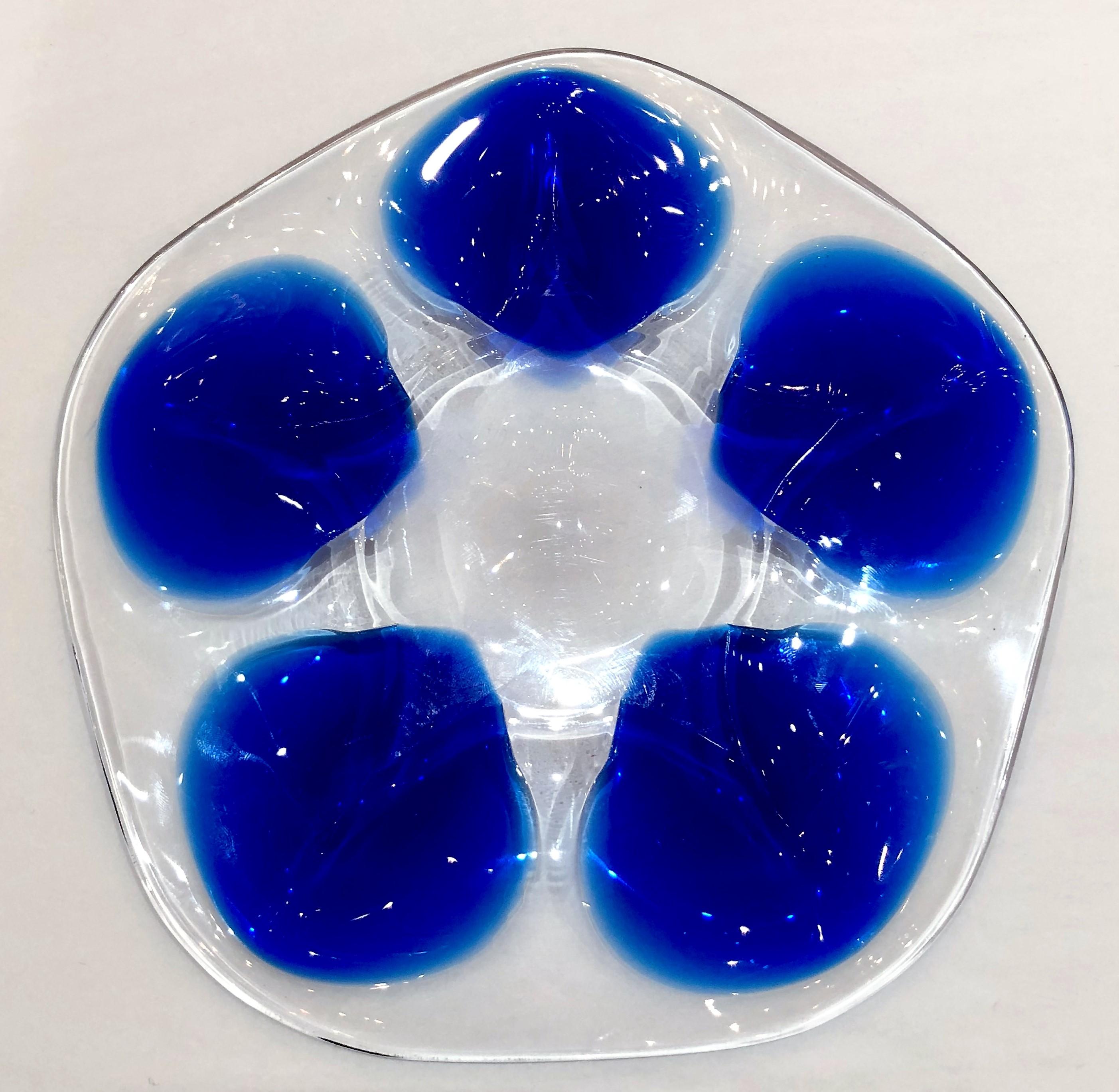 20th Century Estate French 'Lalique' Art Glass Oyster Plate