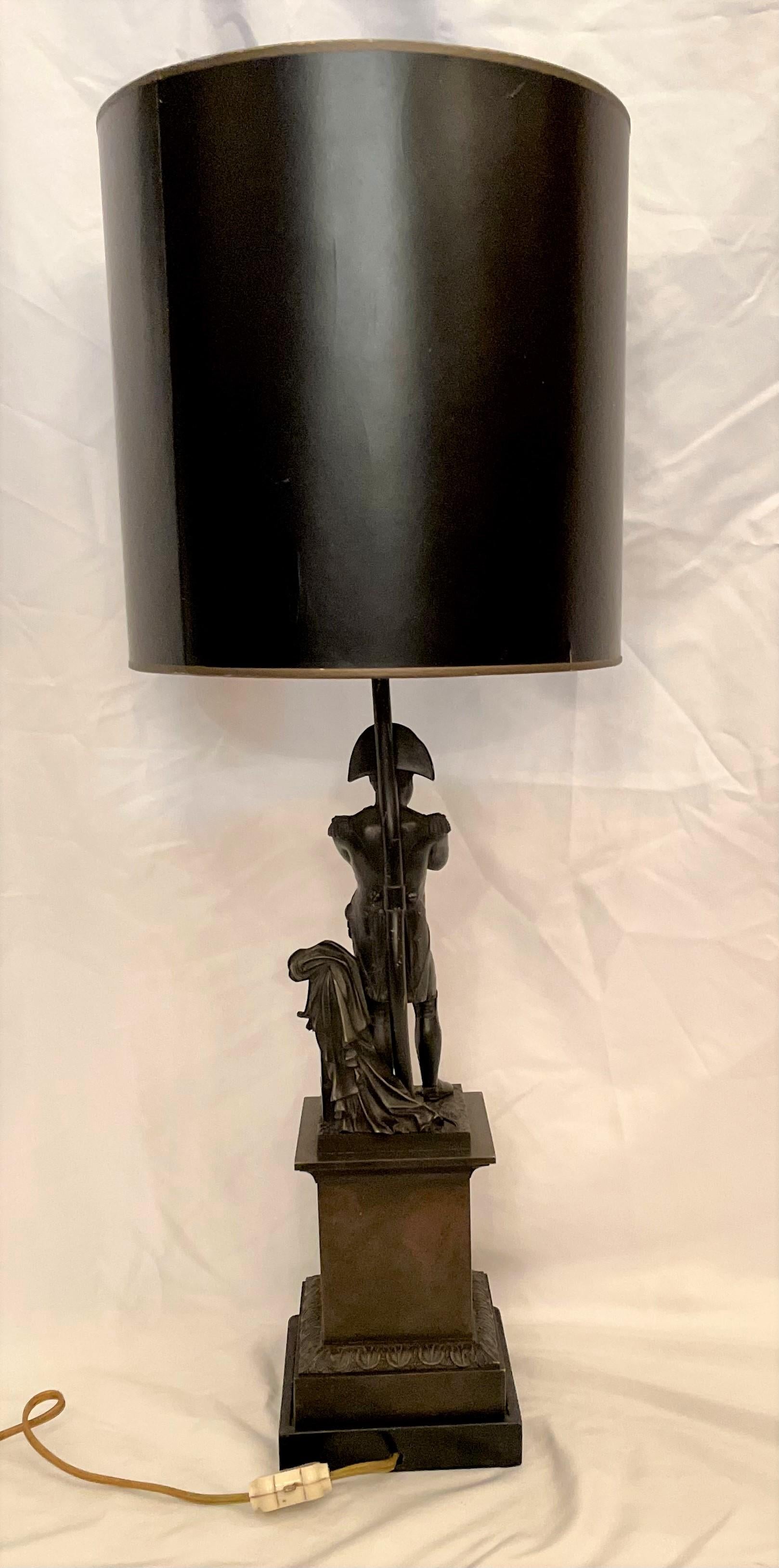 20th Century Estate French Lamp with Classical Napoleon Bonaparte Statue in Military Stance