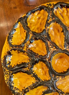 Estate French Majolica Pottery Porcelain Master Oyster Server, circa 1960s