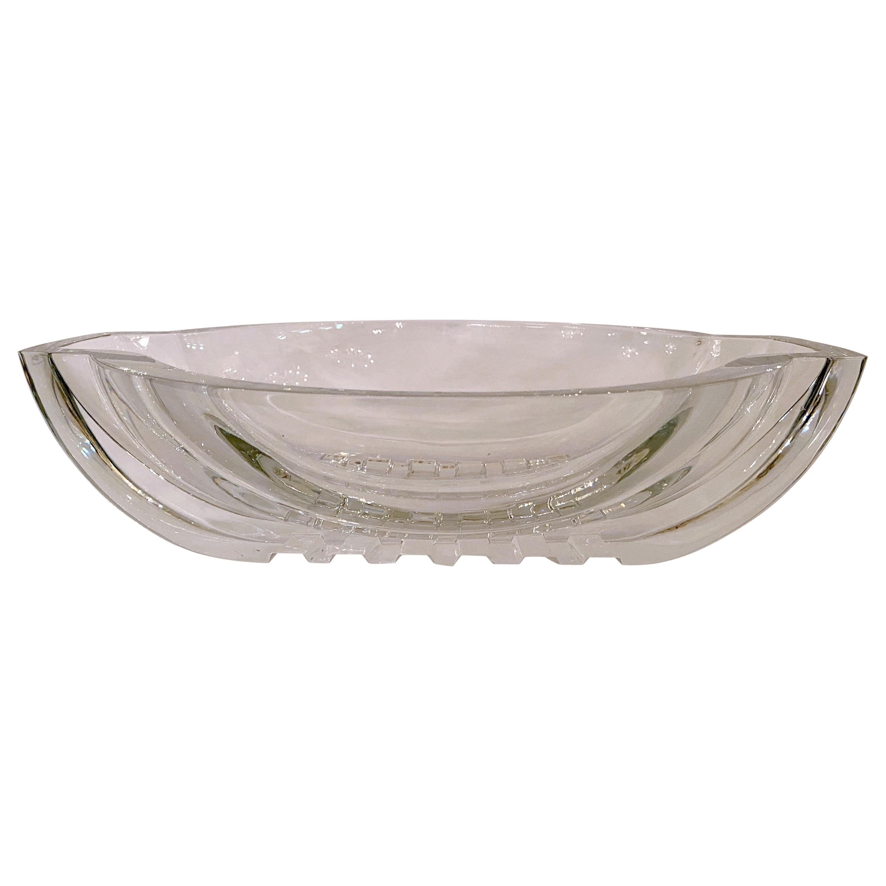 Estate French Mid-Century Modern Baccarat Crystal Centerpiece Bowl For Sale