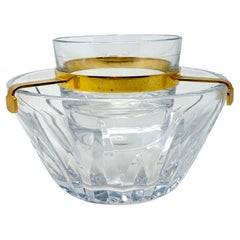 Estate French Polignac Gold Bronze and Baccarat Crystal Caviar Server Circa 1930