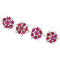 Estate French Ruby Diamond and Gold Pins