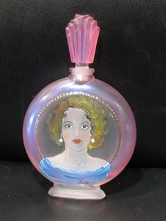 Estate French Stained Glass Handpainted Limited Edition Paris Perfume Bottle