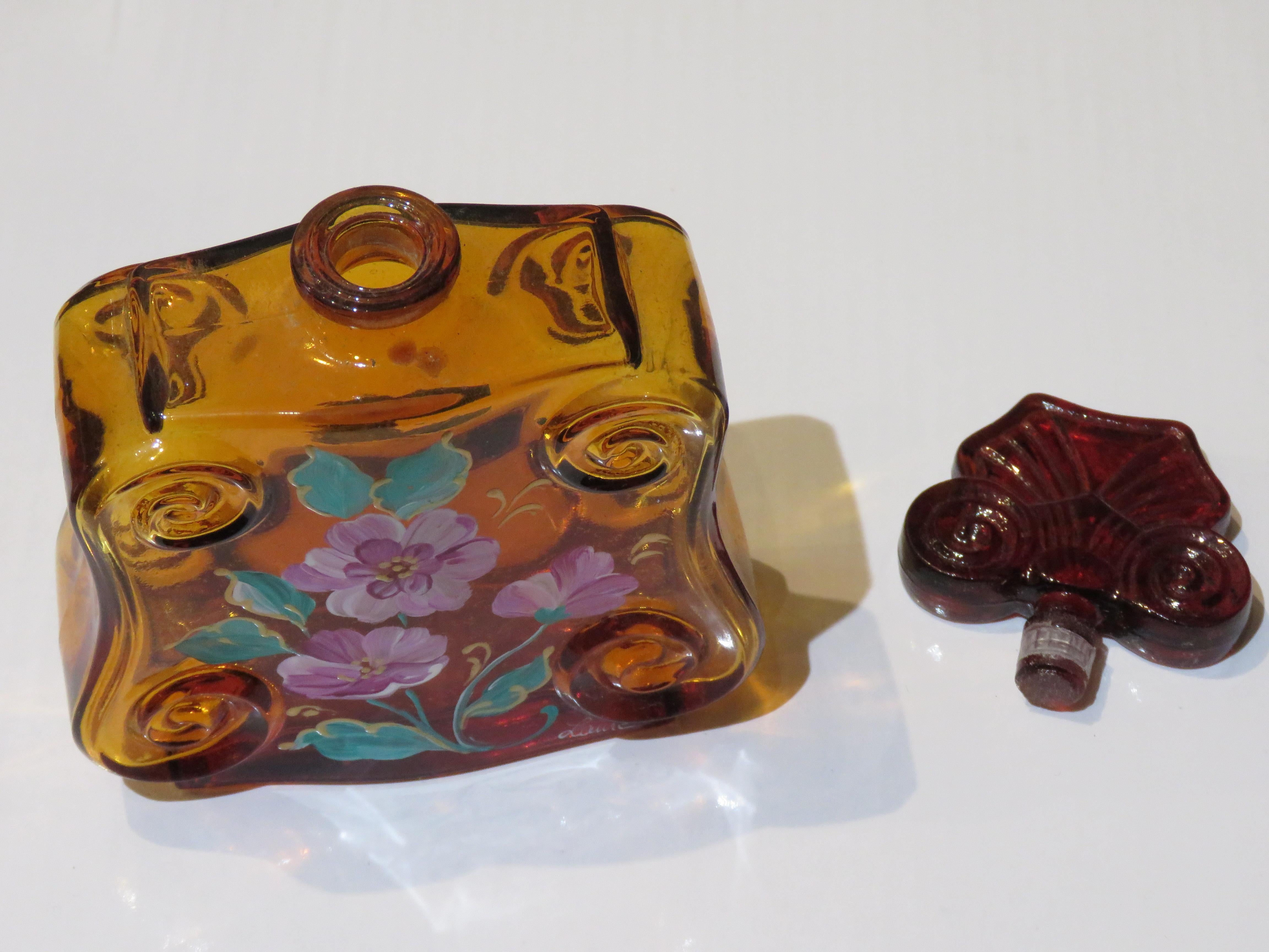 Botella de perfume Estate French Stained glass Handpainted Limited Edition Paris Francés en venta