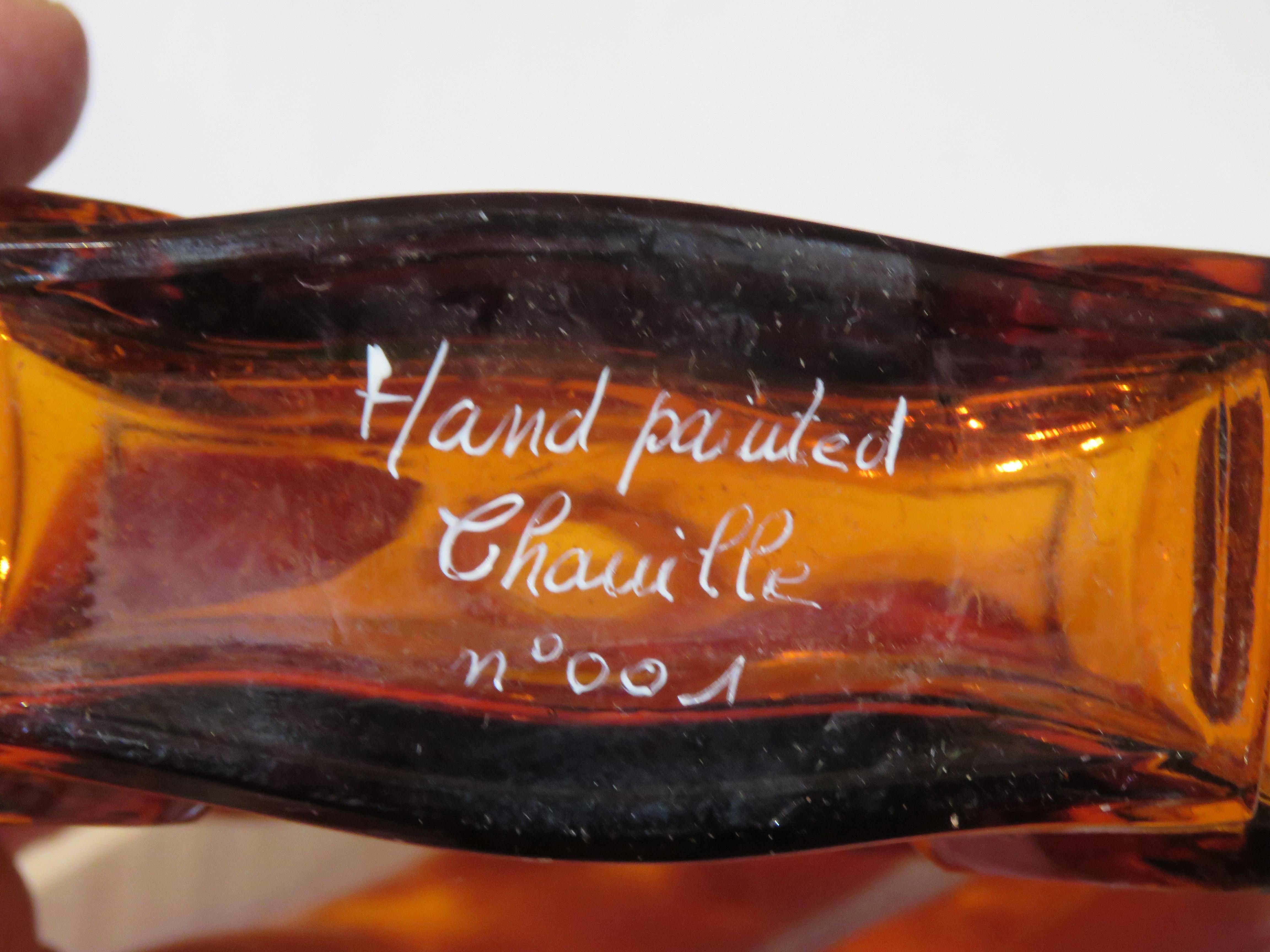 Botella de perfume Estate French Stained glass Handpainted Limited Edition Paris siglo XX en venta
