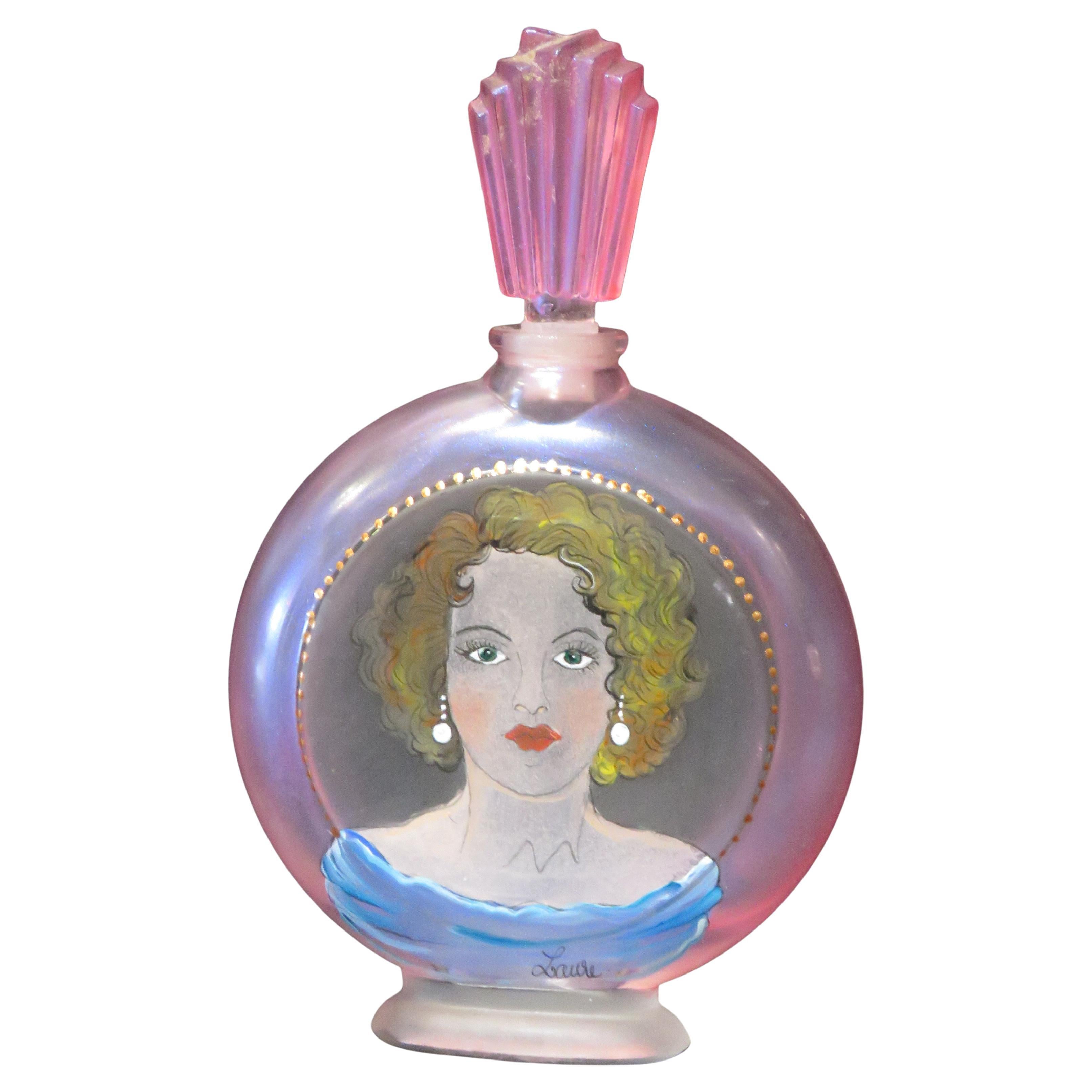 Botella de perfume Estate French Stained glass Handpainted Limited Edition Paris