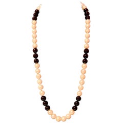 Estate Freshwater Pearl Onyx Necklace 14 Karat Gold 10.25 mm Certified