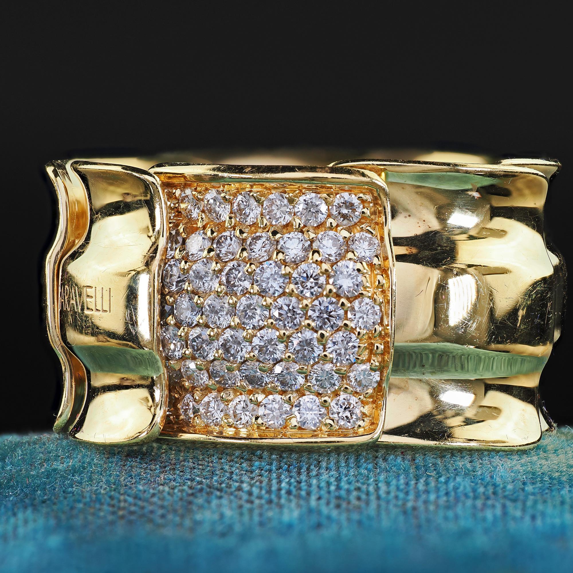 De las mujeres Anillo de cóctel ancho articulado con diamantes en oro amarillo de 18 quilates Estate Garavelli en venta