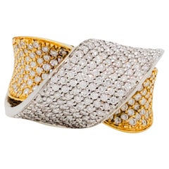 Estate Garavelli Design Pave Ring in 18k Two Tone Gold