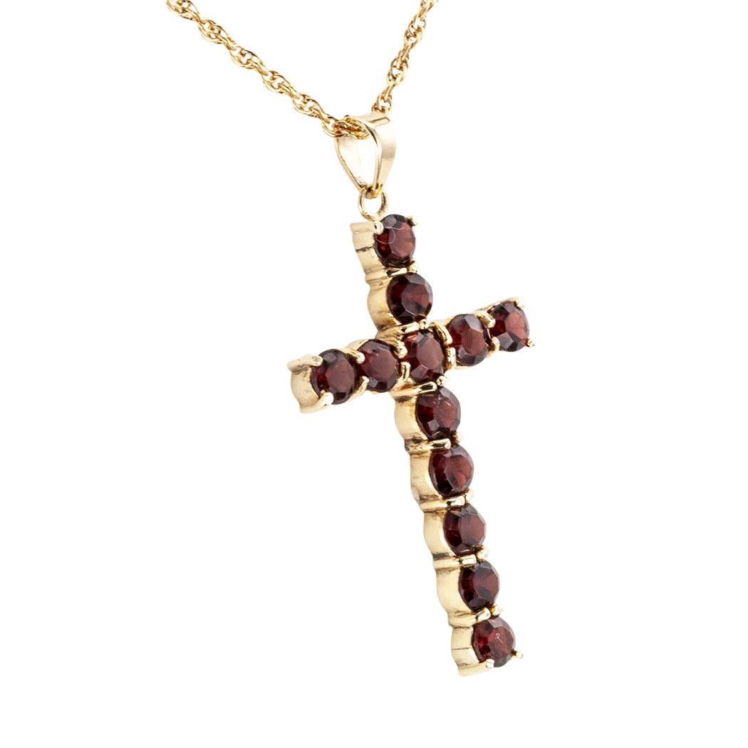 garnet cross necklace gold