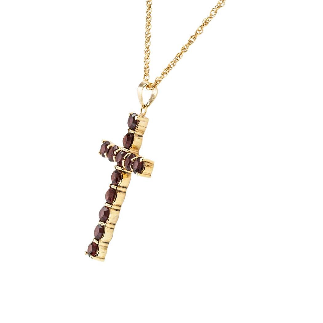 gold garnet cross pendant