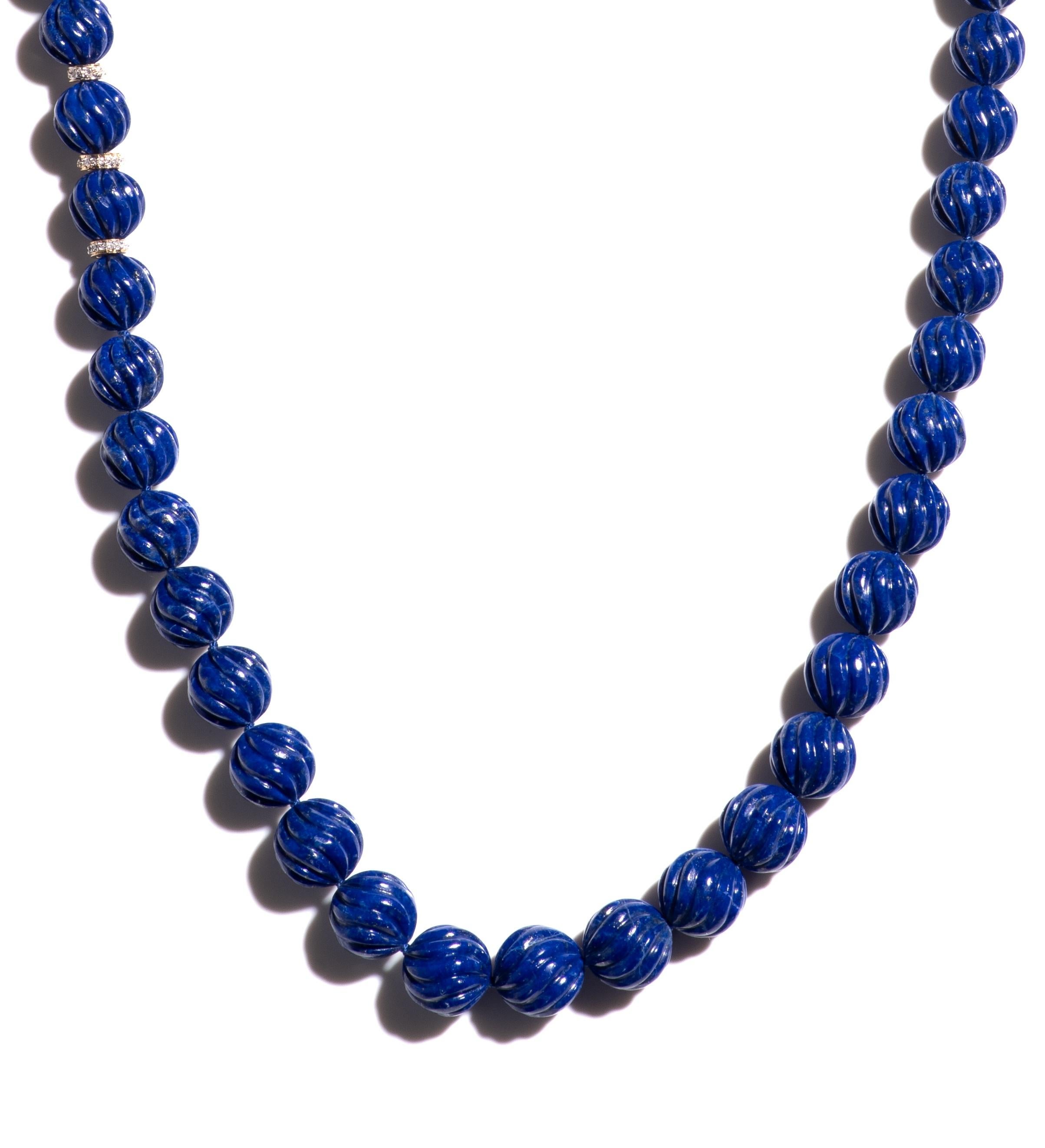 Women's Estate Giant Lapis Lazuli Diamond 18K Gold Necklace For Sale