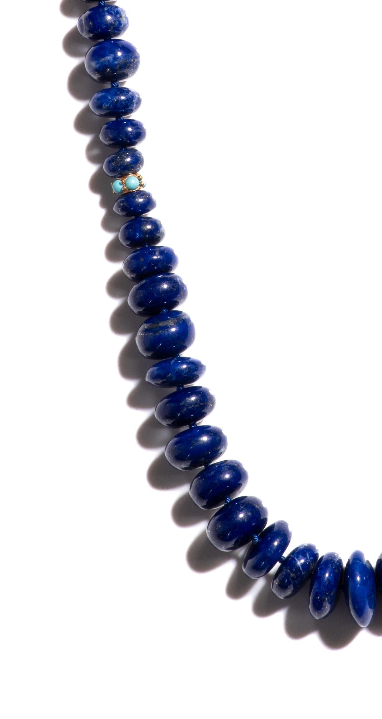 Estate Genuine Sleeping Beauty Turquoise and Lapis Lazuli Gold Necklace In condizioni Nuovo in vendita a GOES, NL