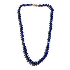 Estate Genuine Sleeping Beauty Turquoise and Lapis Lazuli Gold Necklace