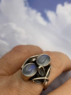 Estate Georg Jensen Moonlight Blossom Moonstone Sterling Silver Ring