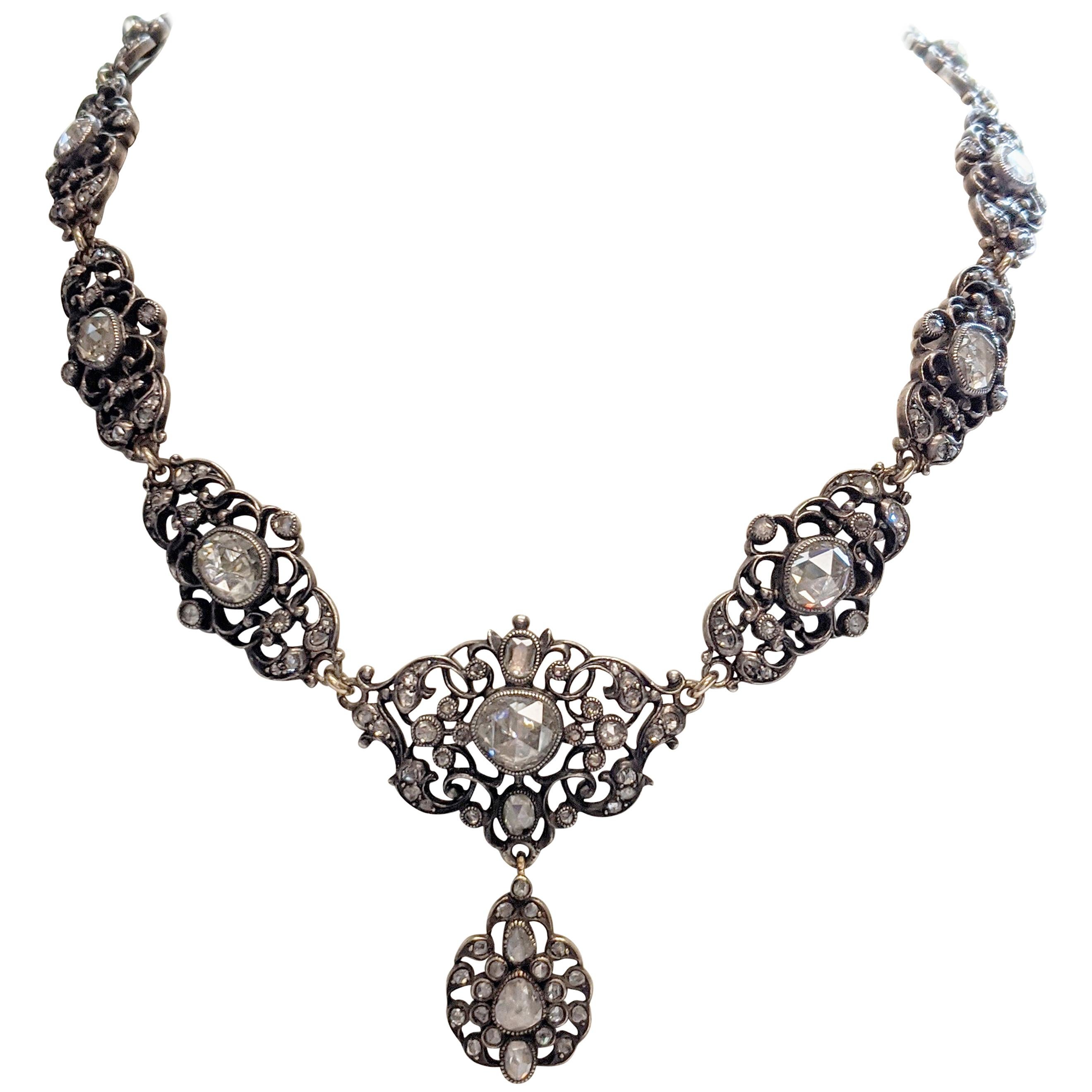 Estate Georgian Style Rose Cut Diamond Necklace