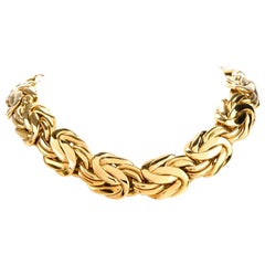Estate German Byzantine 18 Karat Gold Wide Chain Necklace