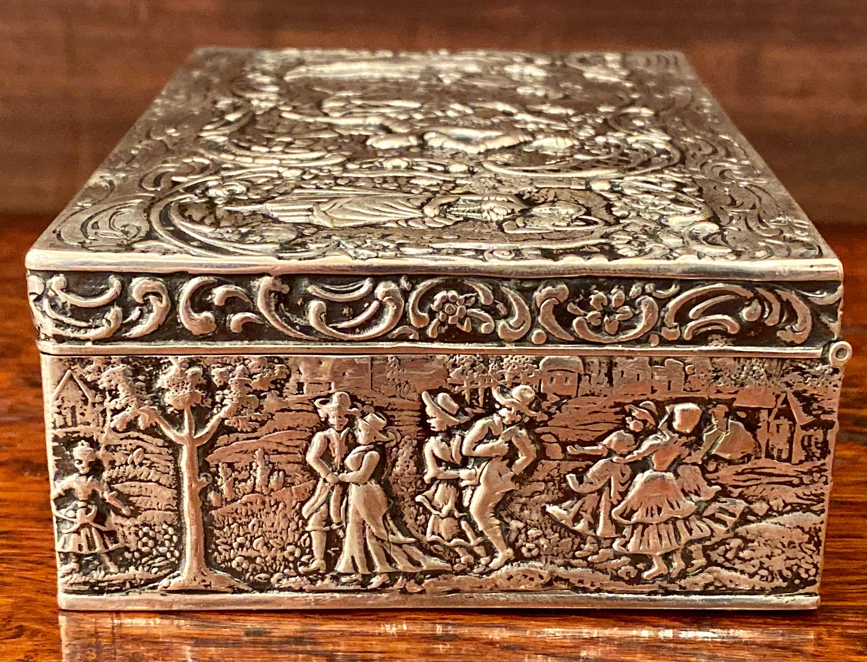 Repoussé Estate German Continental Silver Repoussee Jewelry Box, circa 1920s