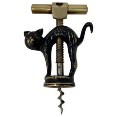 Nachlass Deutscher figuraler Korkenzieher mit schwarzer Katze, ca. 1940-1950