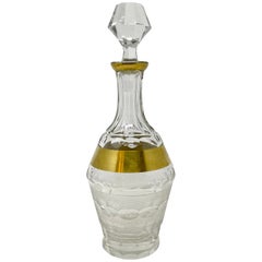 Estate German Moser Gold-Leaf & Cut Crystal Carlsbad Region Decanter W/ Stopper