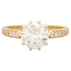 Estate GIA 1.84ct Diamond & Gold Engagement Ring