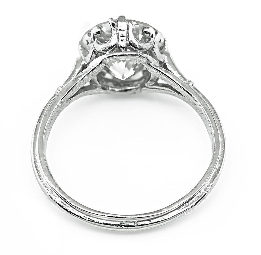 Edwardian Estate GIA Certified 3.02ct Round Cut Diamond Engagement Ring For Sale