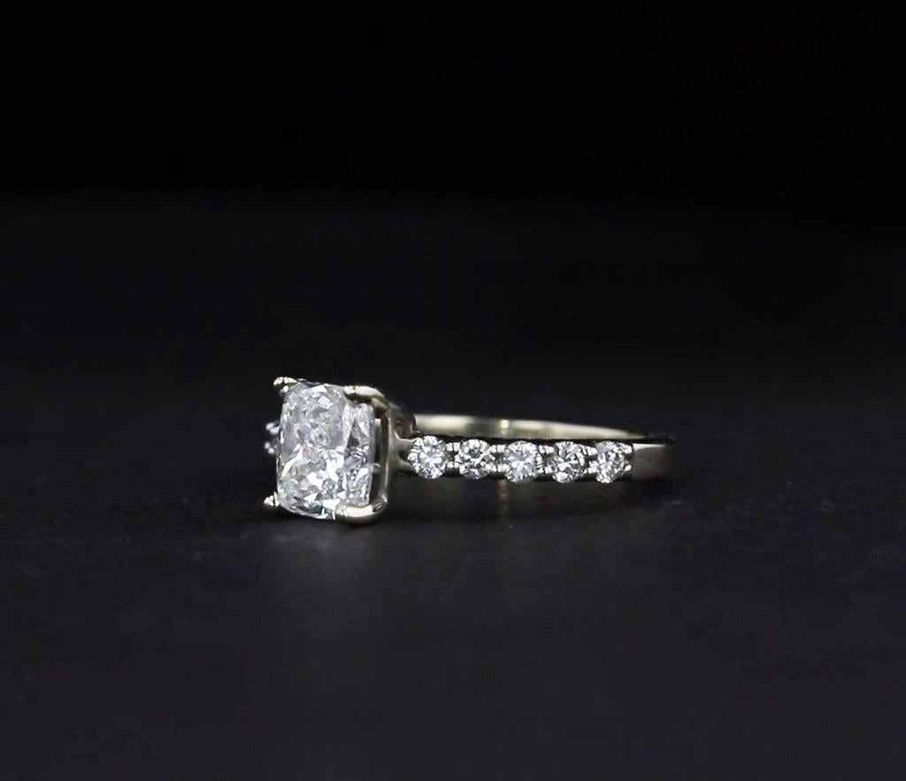 Estate GIA Certified Cushion Diamond Engagement Ring In Good Condition In NEW ORLEANS, LA