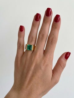 Estate GIA Colombian Emerald Ring 18K Gold 4 Carat