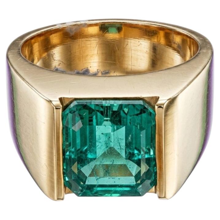 Estate GIA Colombian Emerald Ring 18K Gold 4 Carat